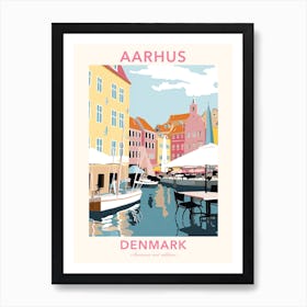 Aarhus, Denmark, Flat Pastels Tones Illustration 4 Poster Art Print