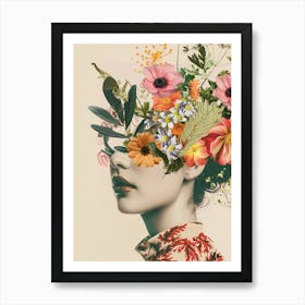 Vintage Flower Head Art Print