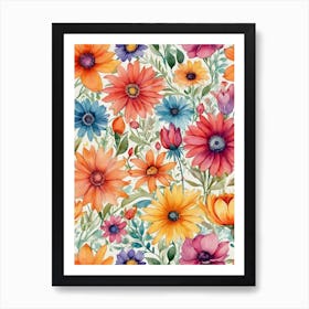 Watercolor Flowers 25 Art Print