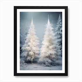 Snowy Christmas Trees Art Print