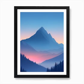 Misty Mountains Vertical Composition In Blue Tone 84 Art Print