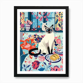 Tea Time With A Siamese Cat 4 Art Print