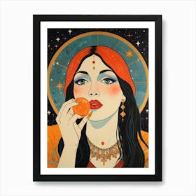 Woman Eating An Orange Art Print