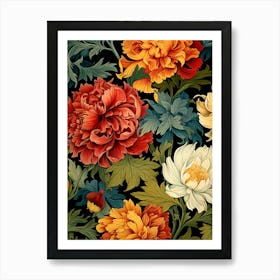 Peony Flower Pattern Art Print