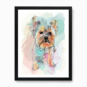 Yorkshire Terrier Dog Pastel Line Painting 1 Art Print