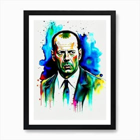 Bruce Willis In Die Hard Watercolor 3 Art Print