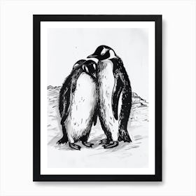 Emperor Penguin Huddling For Warmth 3 Art Print