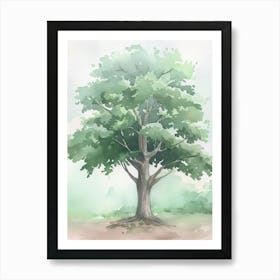 Mahogany Tree Atmospheric Watercolour Painting 6 Art Print