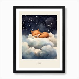 Baby Fox 5 Sleeping In The Clouds Nursery Poster Art Print