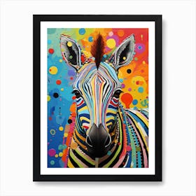 Rainbow Dotty Zebra 4 Art Print