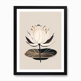 Blooming Lotus Flower In Pond Retro Minimal 5 Art Print