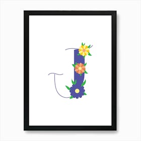 Living Room Floral Letters Purple 10 Art Print