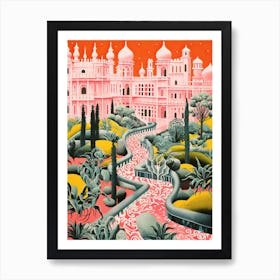 Palace Of Queluz Gardens Abstract Riso Style 1 Art Print