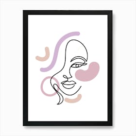 Abstract Line Colorful Face Of A Woman Art Print