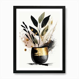 Gold And Black Abstract Painting 91 Art Print