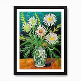 Flowers In A Vase Still Life Painting Edelweiss 1 Art Print