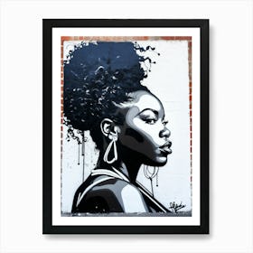 Graffiti Mural Of Beautiful Black Woman 56 Art Print