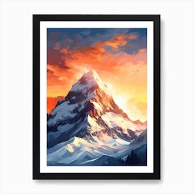 Mountain Landscape At Sunset 2 Art Print