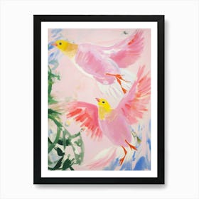 Pink Ethereal Bird Painting Finch 8 Art Print