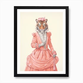 Tiger Illustrations Wearing A Ball Gown 3 Art Print