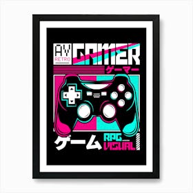 AV Retro Gamer Neon Art Print