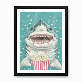 Shark With Popcorn Underwater Art Print