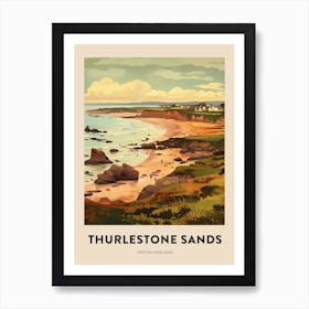 Devon Vintage Travel Poster Thurlestone Sands 3 Art Print