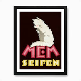 White Cat Vintage Poster Art Print