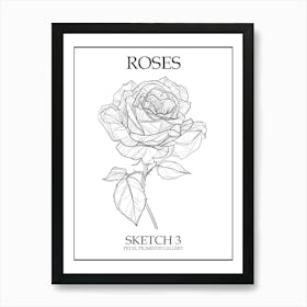 Roses Sketch 3 Poster Art Print