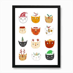 Christmas Cats Art Print