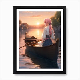 Girl on the boat Art Print