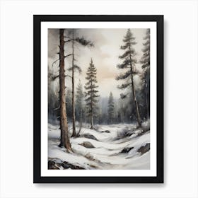 Winter Pine Forest Christmas Painting (22) Art Print