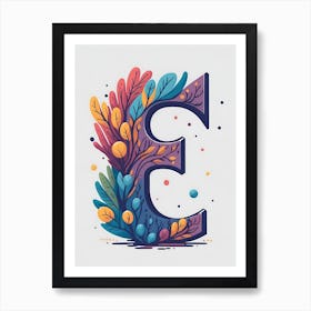 Colorful Letter E Illustration 22 Art Print