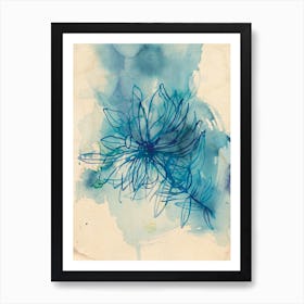 Blue Wash Flower Art Print