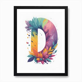 Colorful Letter D Illustration 71 Art Print