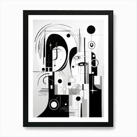 Communication Abstract Black And White 4 Art Print
