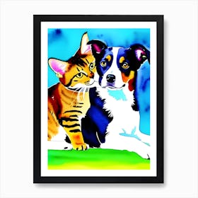 Cat And Dog Art Print