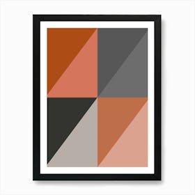 Triangles Abstract Orange and Grey Art Print