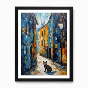 Painting Of Vienna With A Cat In The Style Of Expressionism 2 Art Print