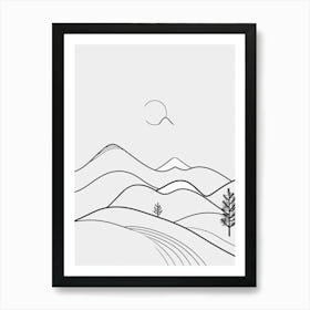 Mountains Minimalistic Line Art 0 Art Print