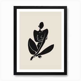 Sitting Nude In Black Art Print