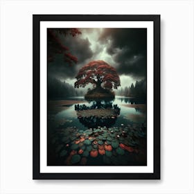 Tree In A Lake Art Print