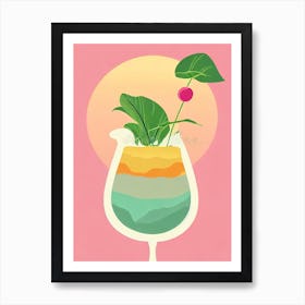 Cava Retro Pink Cocktail Poster Art Print