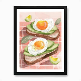 Pink Breakfast Food Poached Eggs 1 Art Print