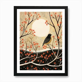 Bird Illustration Blackbird 1 Art Print