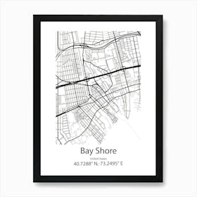 Bay Shore,United States Minimalist Map Art Print