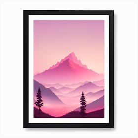 Misty Mountains Vertical Background In Pink Tone 87 Art Print