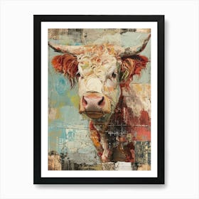 Retro Highland Cow Collage 4 Art Print