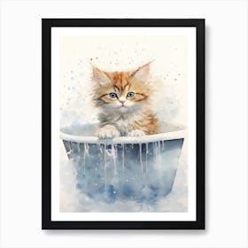 Selkirk Cat In Bathtub Bathroom 1 Art Print