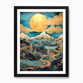 Full Moon Over The Mountains Art Print